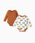 Bamboo Baby Bodysuits 2-piece Flora Long Sleeve Rompers for Baby Girls Infant Brown