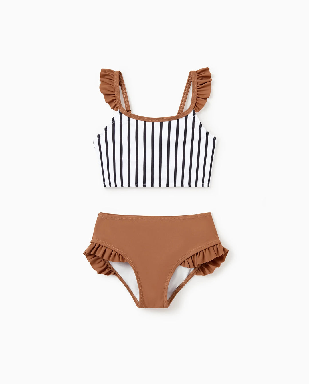 Conjunto de bikini a rayas con bloques de color para niña pequeña Bloques de color