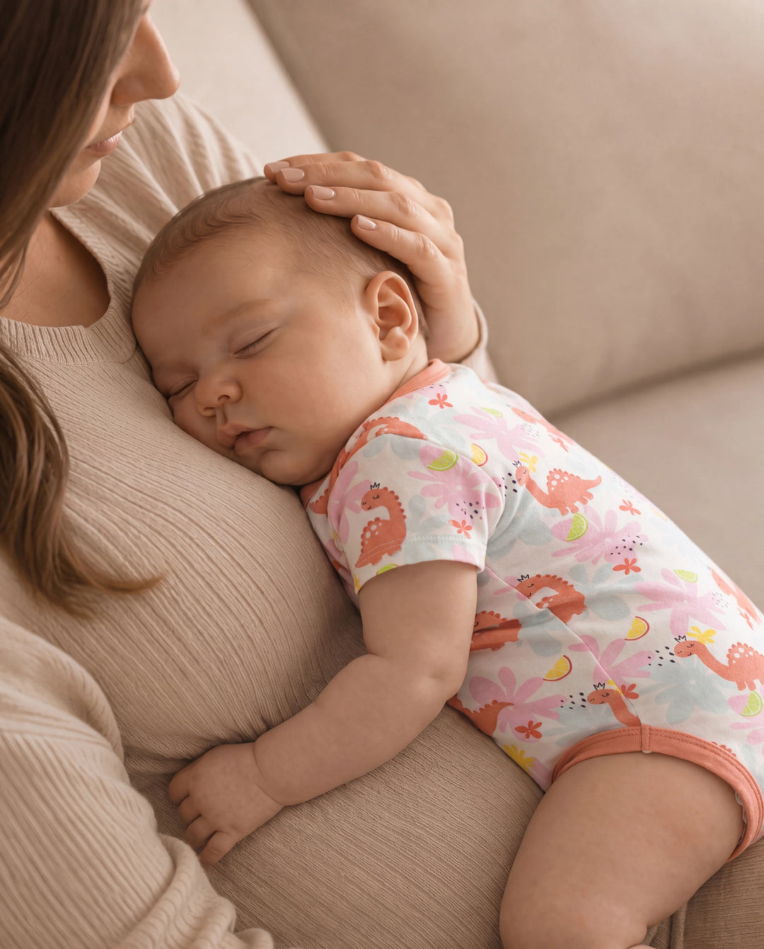 Bambus Baby Junge/Mädchen 1 Stück Allover-Print Bodysuits incarnadinepink