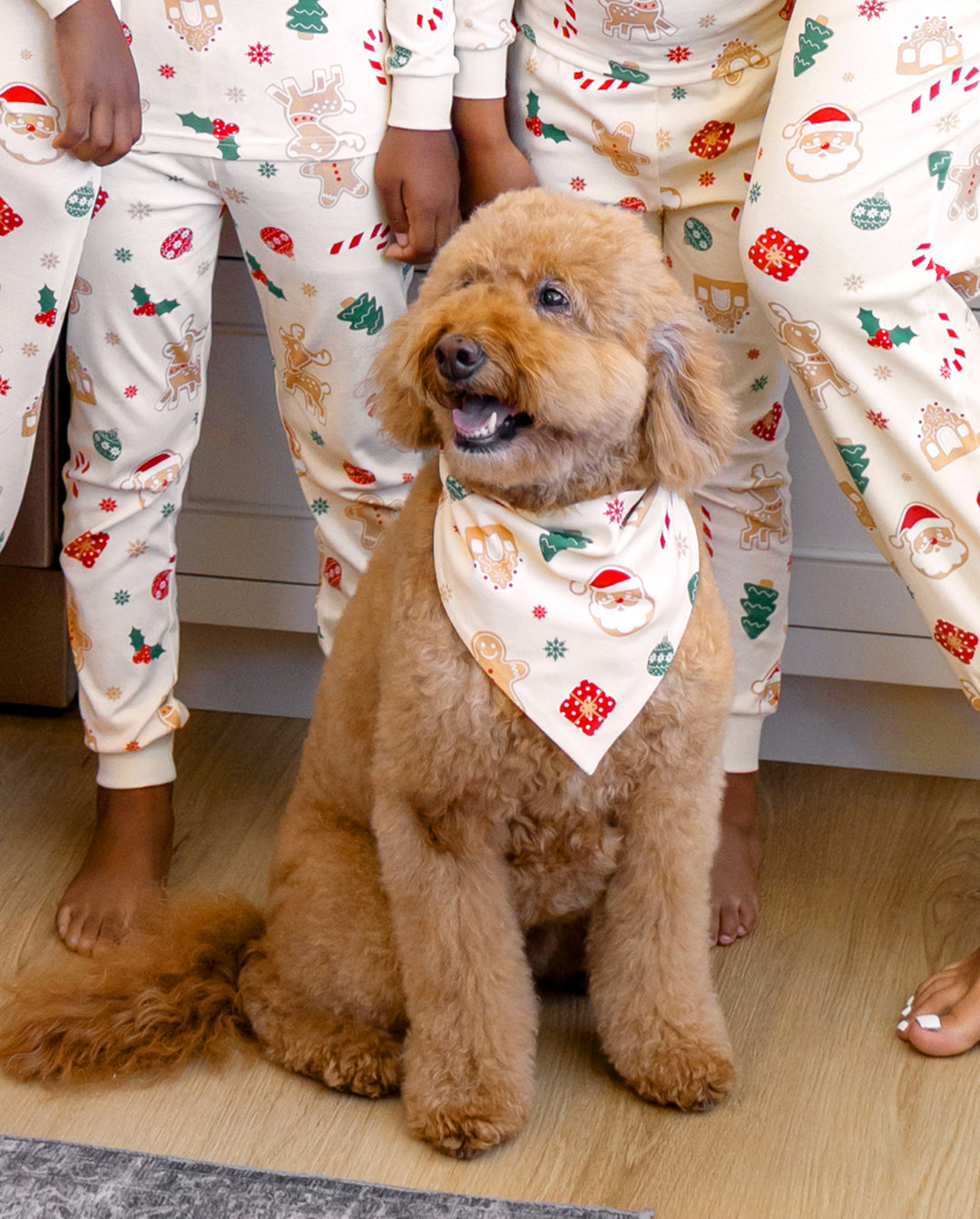 Matching Family Christmas Pajamas Gingerbread & Christmas Tree Print Cotton