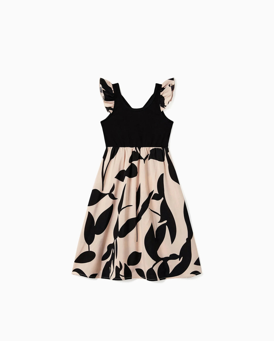 Toddler/Kid Girl Cross Back Floral Strap Dress Black