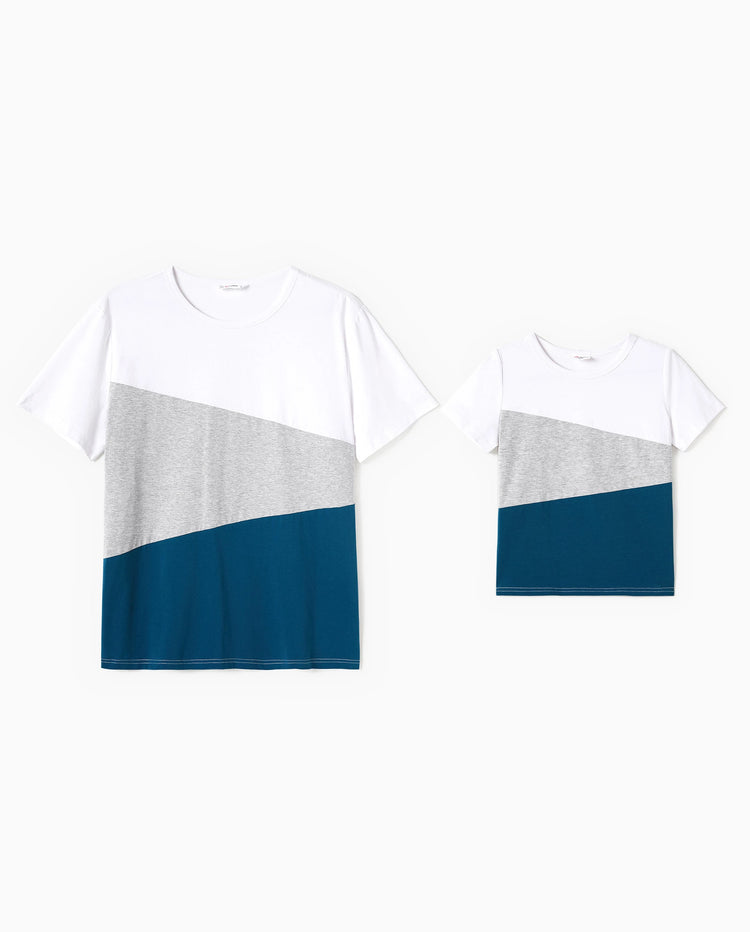 Ensembles de T-shirts à manches courtes colorblock Daddy & Son Azur