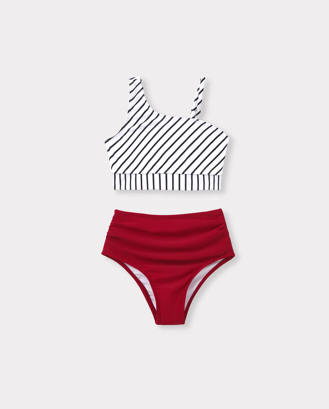Conjunto de bikini a rayas rojas para niña pequeña, ropa de playa a juego para verano, crucero y vacaciones Rojo