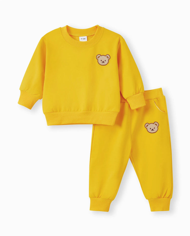 Baby/Toddler Girl/Boy Clothes 2pcs Bear Style Sweatshirt and Pants Set Yellow