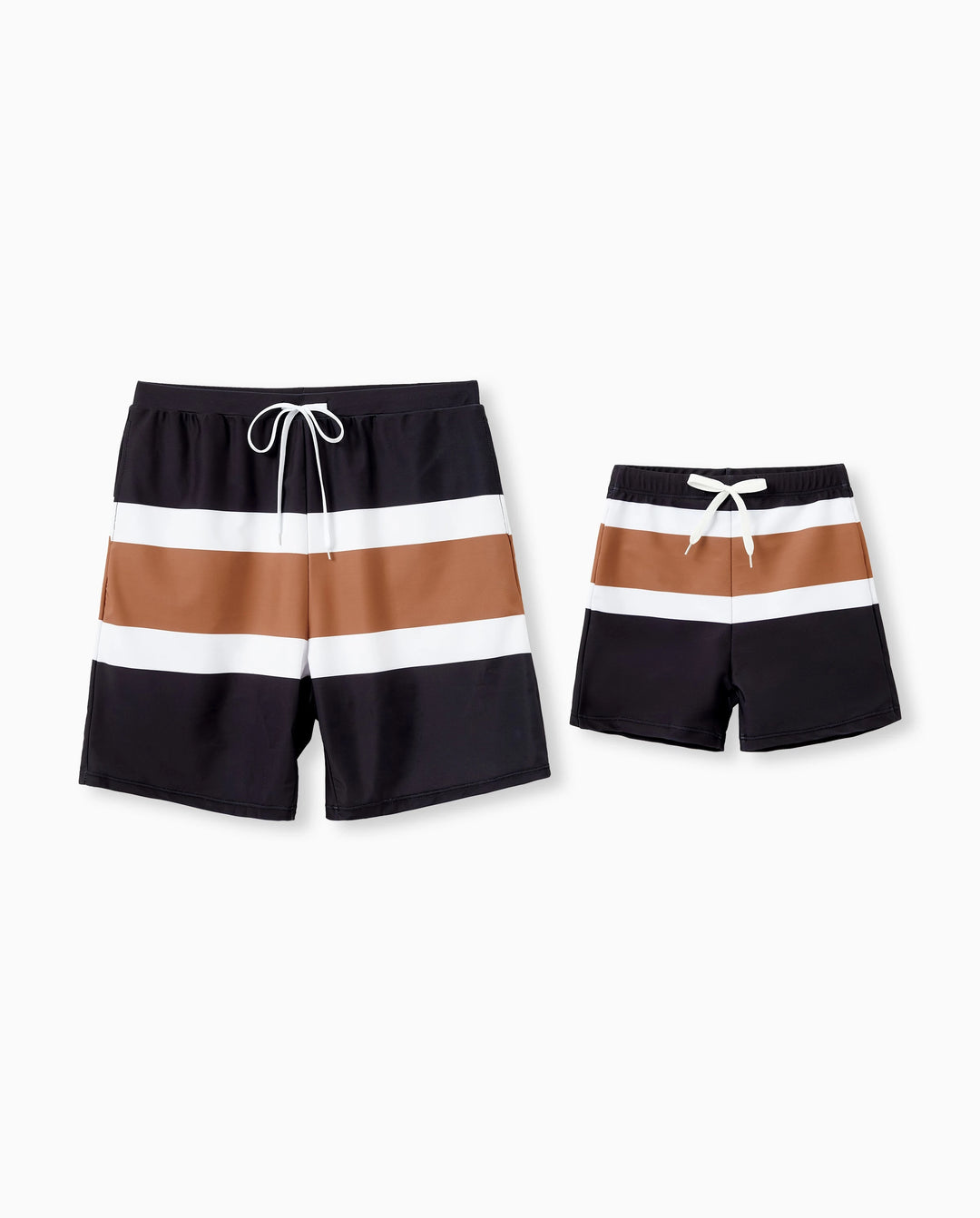 Daddy & Sohn Colorblock-Badeanzüge Gestreifter Bikini & Badehose Set Colorblock