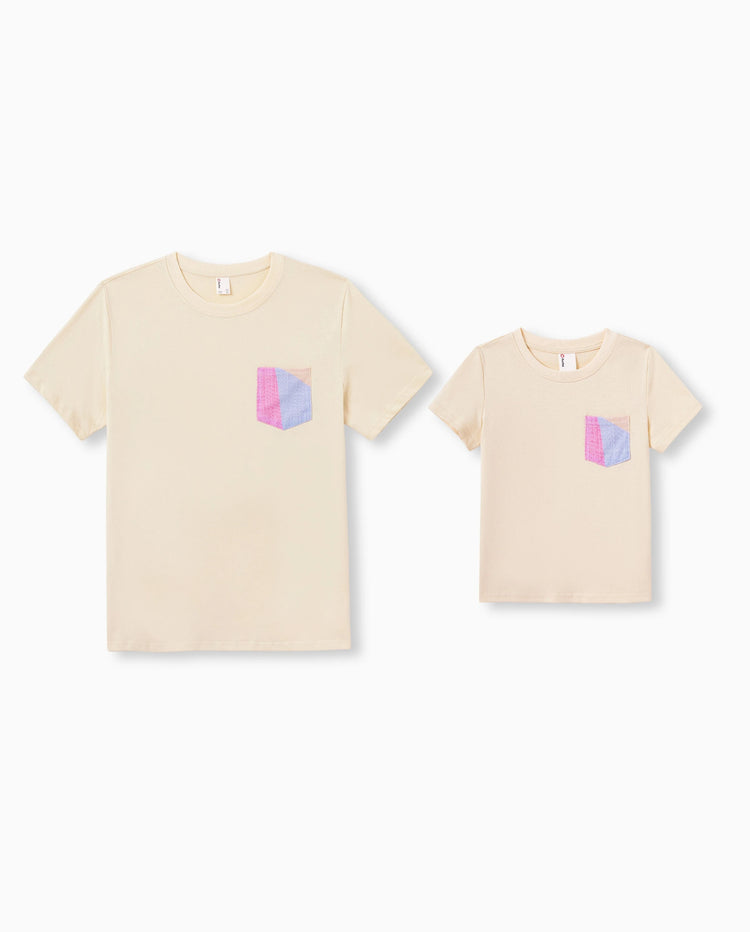 Daddy & Son Outfits Set Colorblock Sleeveless Strappy Dress or Short-sleeve T-shirt Multi-color