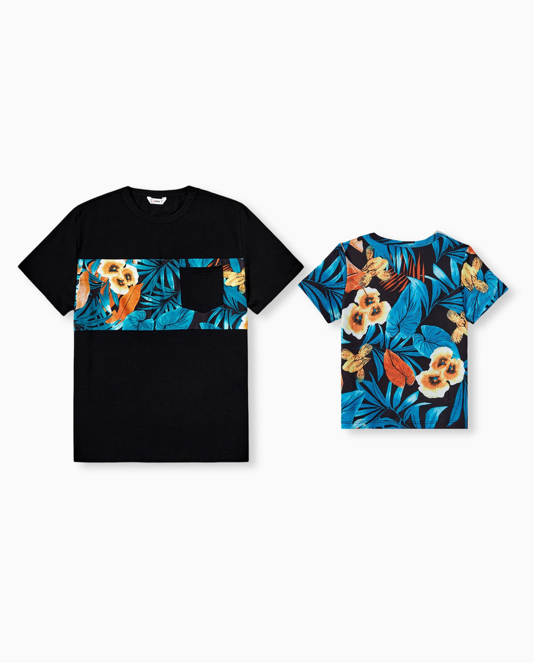 Conjuntos de camisetas con panel floral Daddy & Son Negro