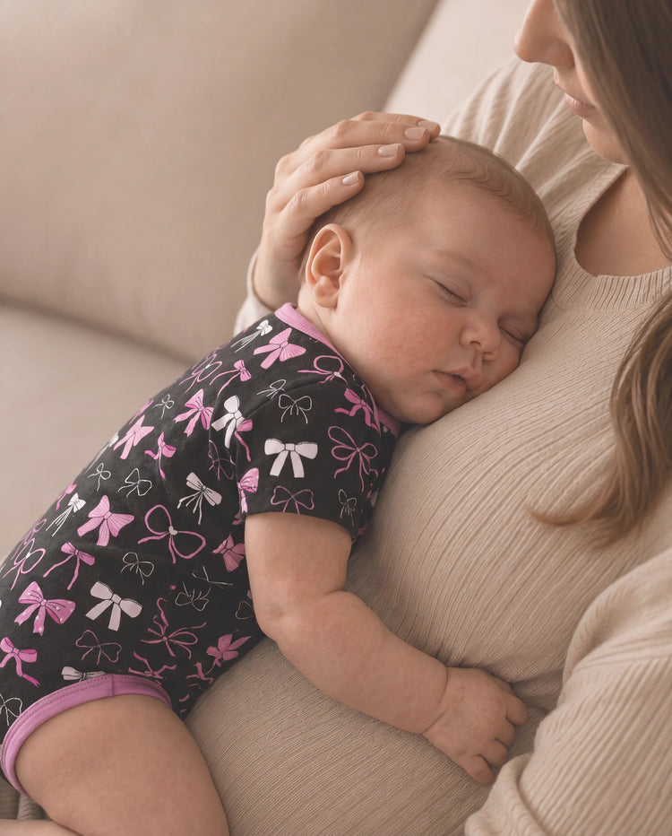 Bambus Baby Junge/Mädchen 1 Stück Allover-Print Bodysuits Pink Lila