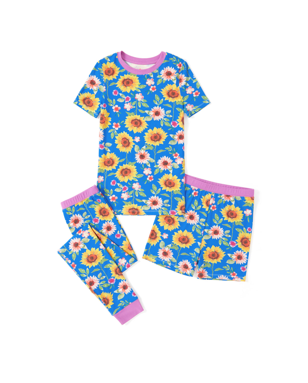 Pijama de bambú de 3 piezas para niños pequeños/niños, para Navidad/Halloween, 2 en 1, para las 4 estaciones (ajustado), color azul
