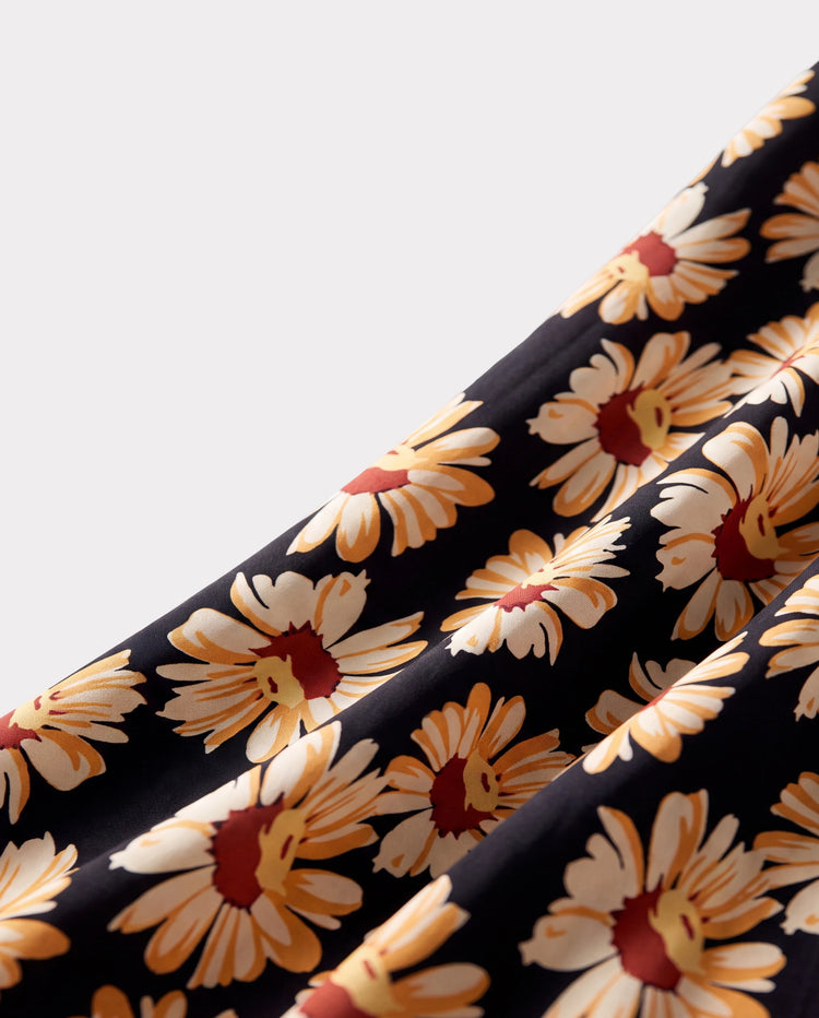 Family Matching Set Floral Sleeveless Strappy Dress or Colorblock Short-sleeve T-shirt  Black