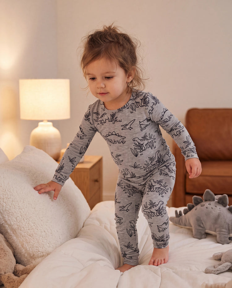 Kleinkind / Kinder 2-teiliger Pyjama mit Animal-Print ( eng anliegend ) grau