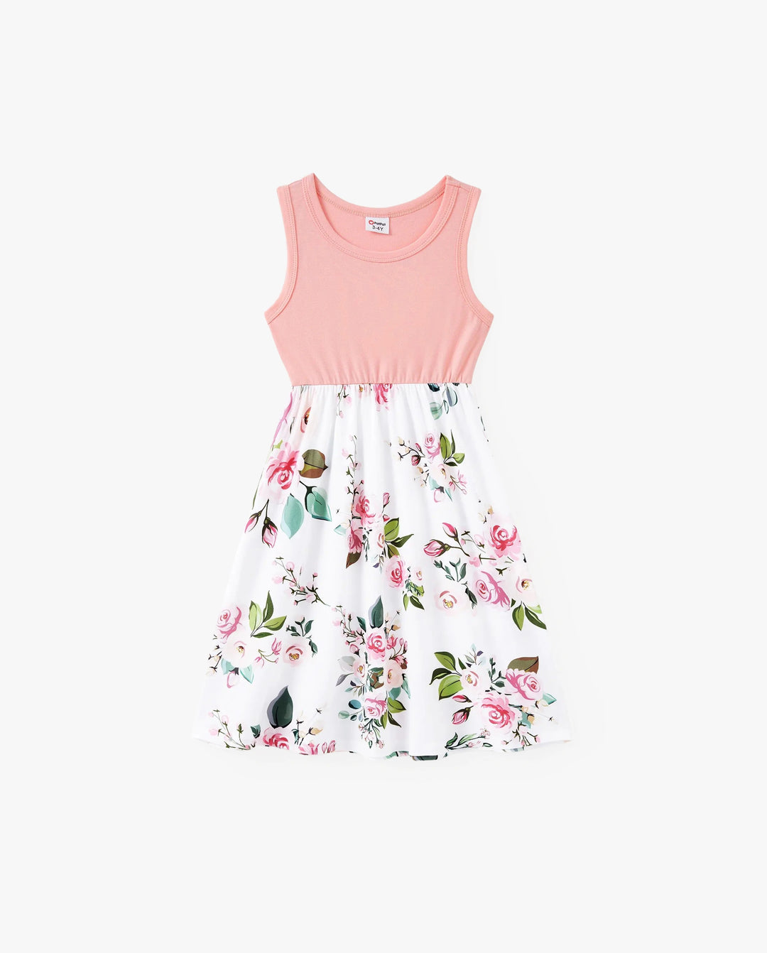 Kleinkind/Mädchen Pink Ärmelloses Zusammengesetztes Blumenprint Midikleid Pink