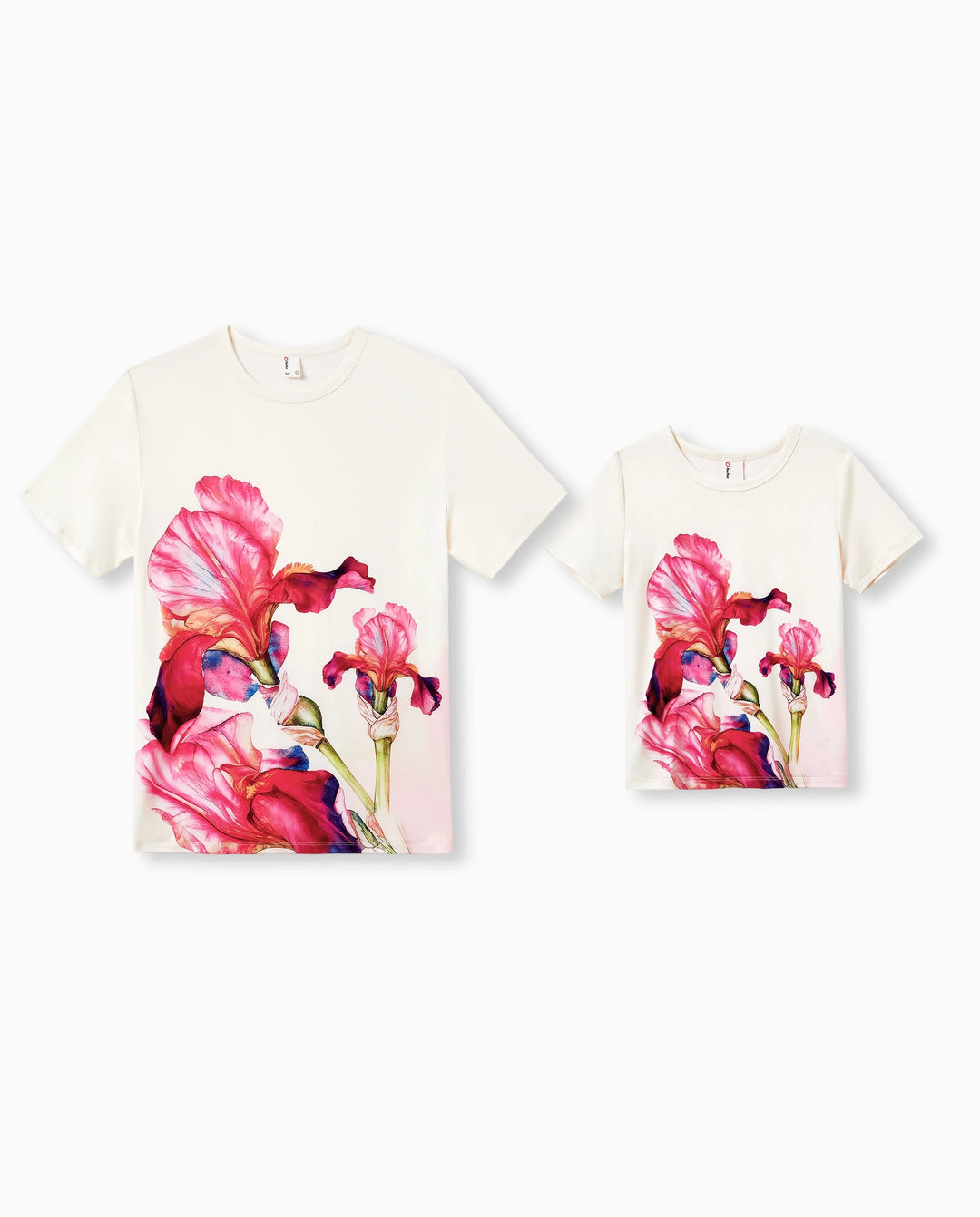 Daddy & Son Casual Outfit Floral Print T-shirt or Halter Dress Summer Set for Vacation Apricot