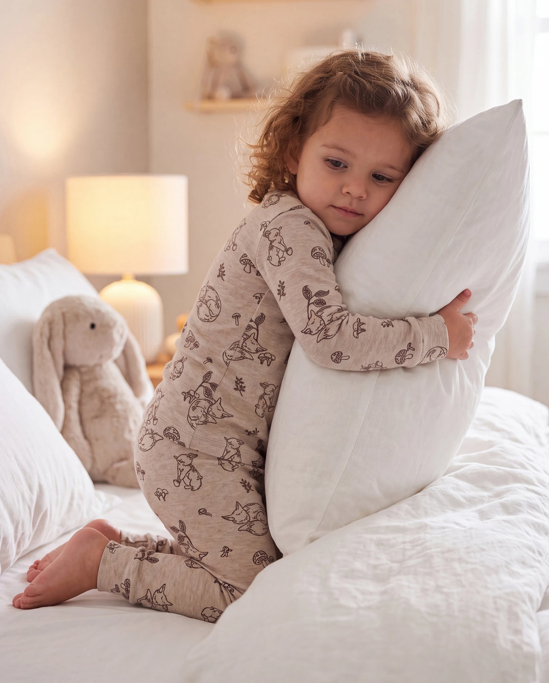 Toddler / Kids 2-piece Pajamas With Animal Print ( Snug-Fitting ) Apricot