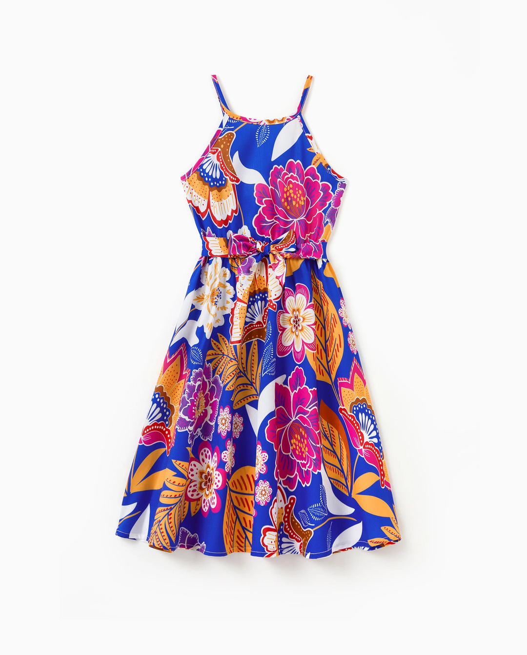 Tenues hawaïennes pour fille tout-petit/enfant, imprimé floral tropical, robe à bretelles ceinturée, ensemble vêtements de vacances d'été pour la plage, marine