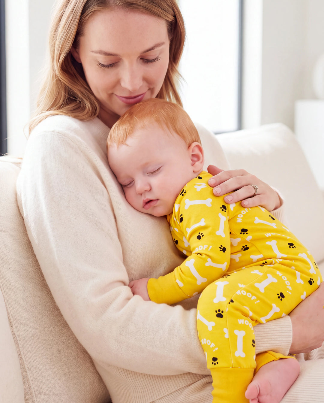 Lot de 2 grenouillères en bambou pour bébé garçon/fille à manches longues avec fermeture éclair 2 voies et pieds antidérapants imprimé animaux ou plantes naturel Jaune