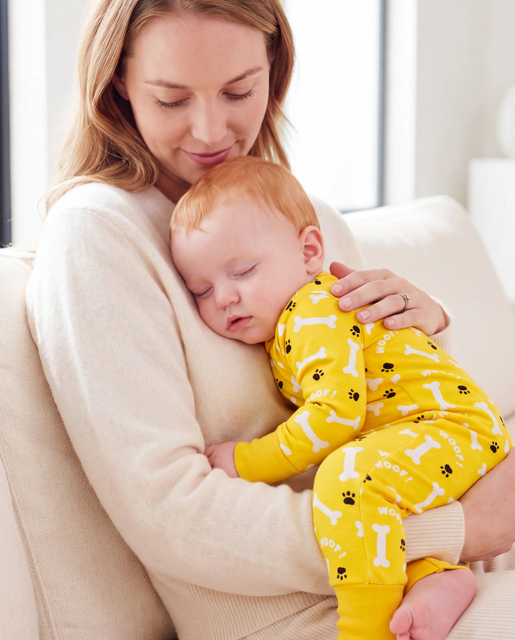 Lot de 2 grenouillères en bambou pour bébé garçon/fille à manches longues avec fermeture éclair 2 voies et pieds antidérapants imprimé animaux ou plantes naturel Jaune