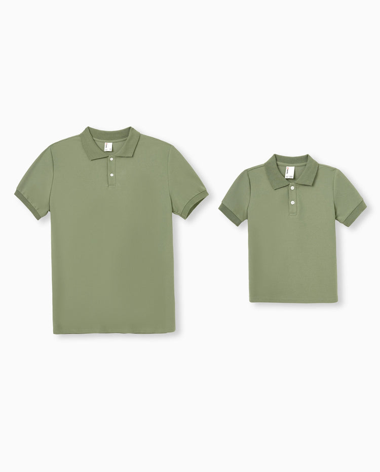 Daddy & Son Polo Collar Short-sleeve Shirt or V-neck Strappy Mesh Dress Green