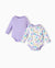 Bamboo Baby Bodysuits 2-piece Flora Long Sleeve Rompers for Baby Girls Infant Purple