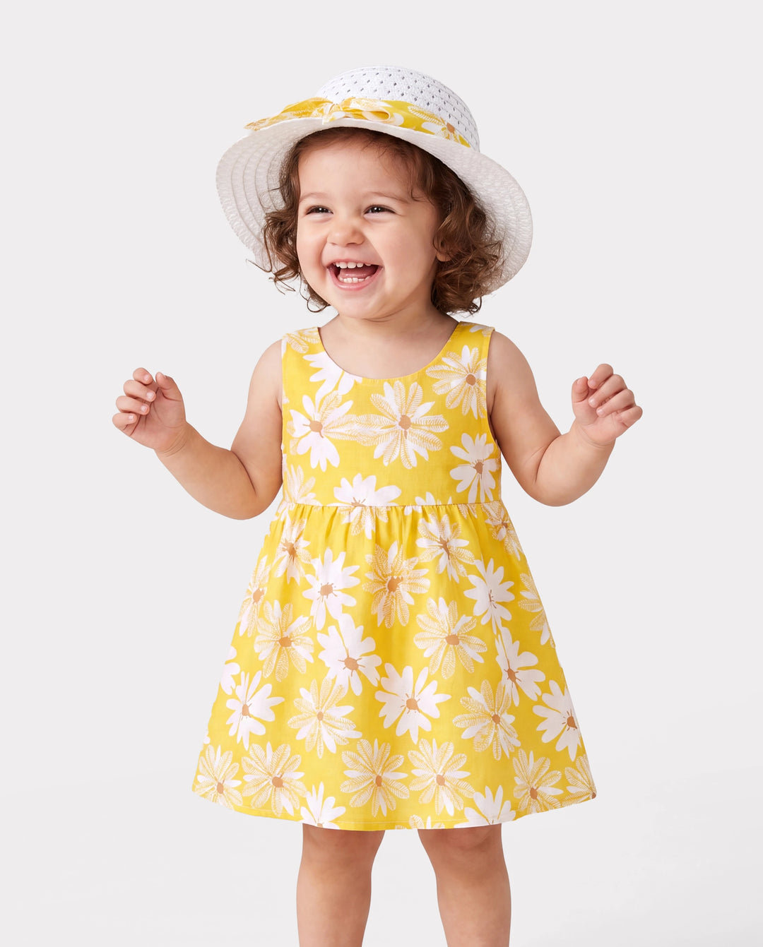 2 Stück Baby Mädchen Little Daisy Bowknot Kleid Set gelb