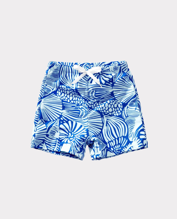 Kleinkind Jungen Muschelmuster Bademode Blumen Badehose Set für Jungen, Perfekt für Strandtage & Poolpartys Blau