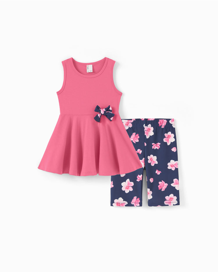 Conjunto de 2 piezas de túnica y leggings para niña pequeña/niña Roseo