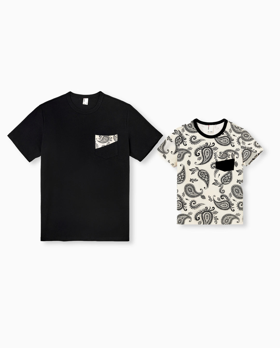 Daddy & Son Paisley Print Outfits Sleeveless Spaghetti Strap Dress & Cotton T-Shirt for Mom, Dad, & Kids Perfect for Family Outings & Photos Black