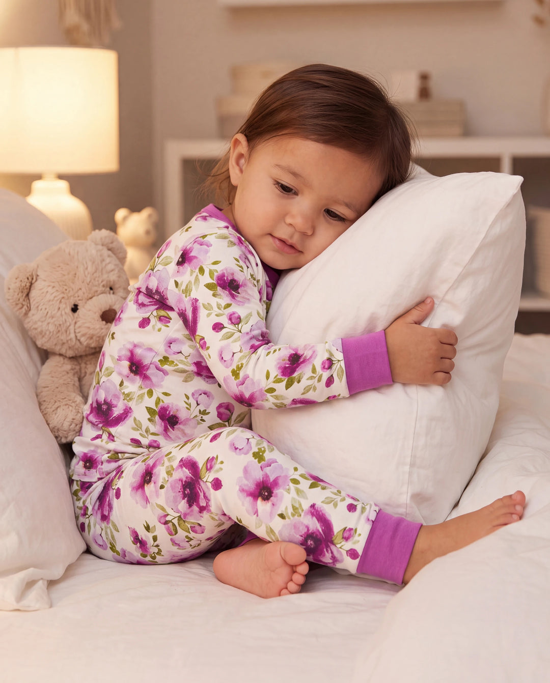 Pijama de Navidad / Halloween Conjunto de 2 Piezas de Pijama de Bambú con Estampado Infantil para Bebé / Niño Pequeño (Ajustado) Púrpura Claro