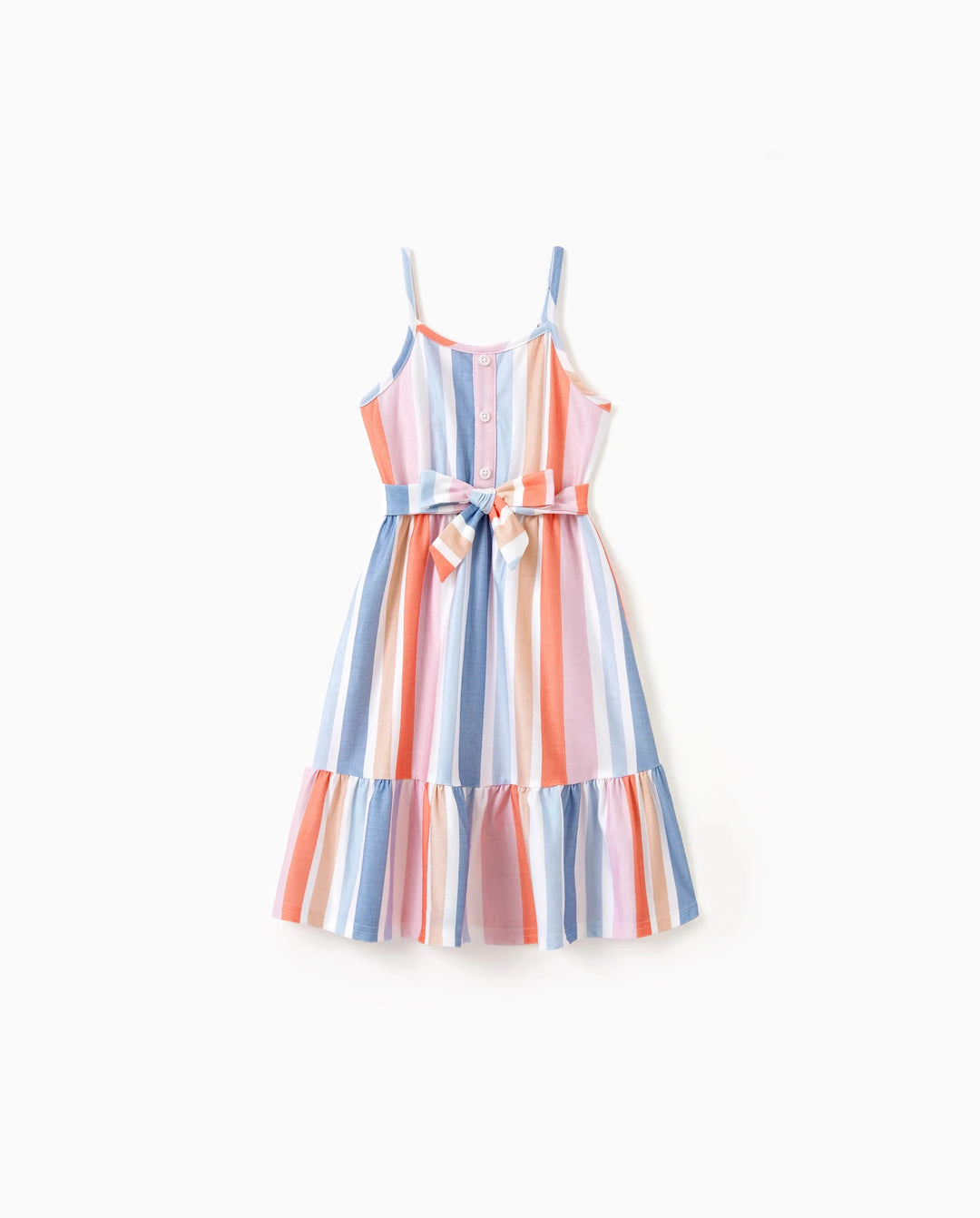 Toddler/Kid Girl Colorful Stripe Camisole Belt Dress Multi-color