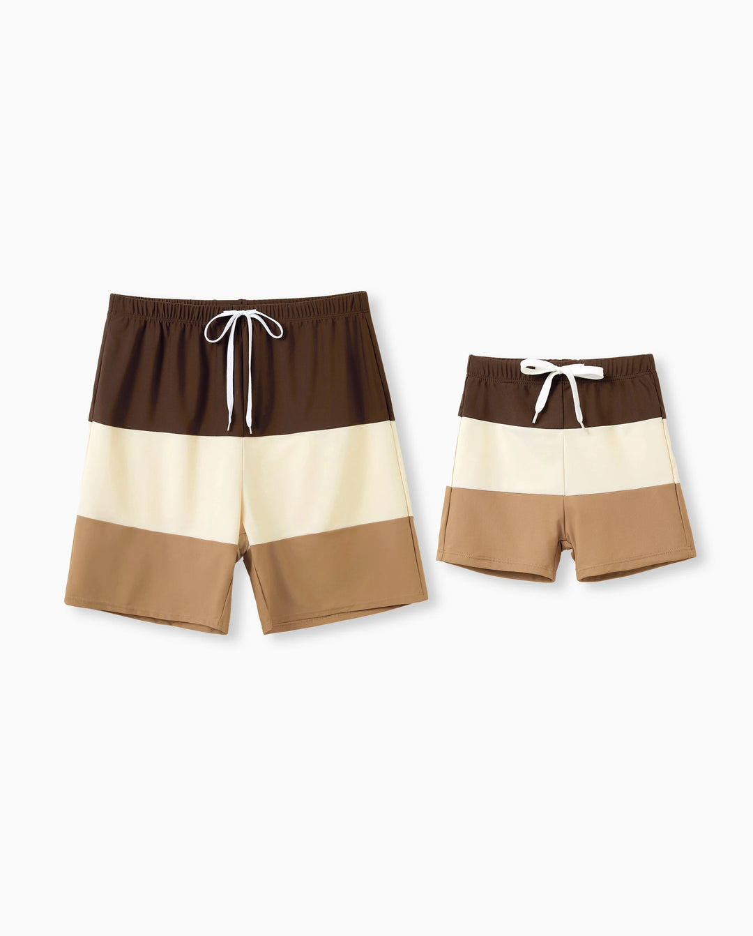 Daddy & Sohn Colorblock-Badeanzüge Sommer Strandurlaub Badebekleidung Kaffee