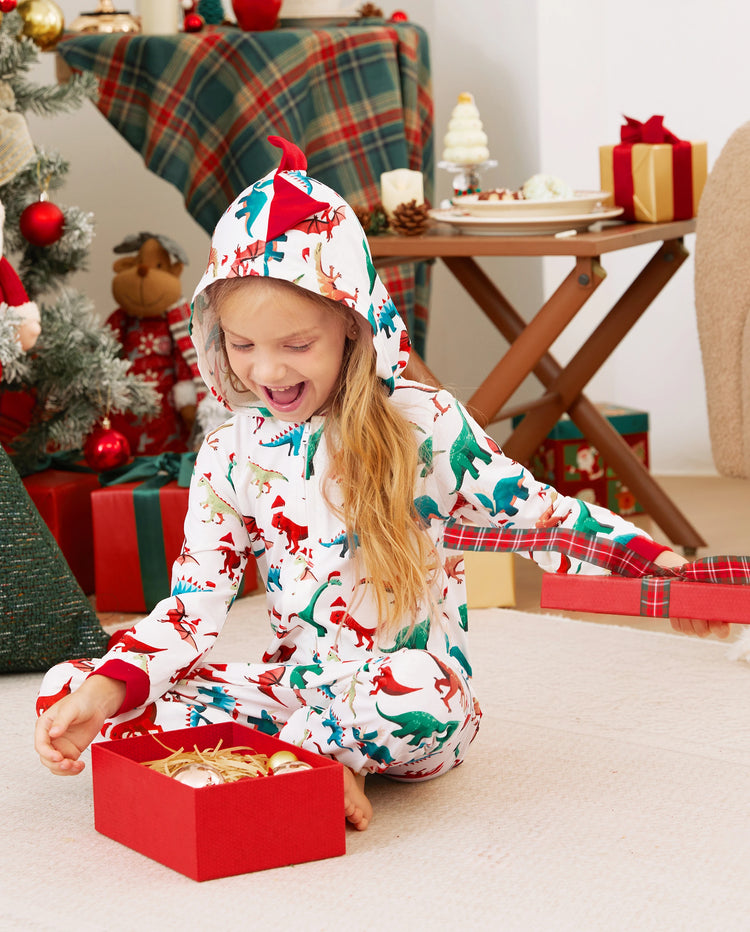 Pijama familiar navideño a juego con diseño 3D, mono y calcetines navideños multicolor