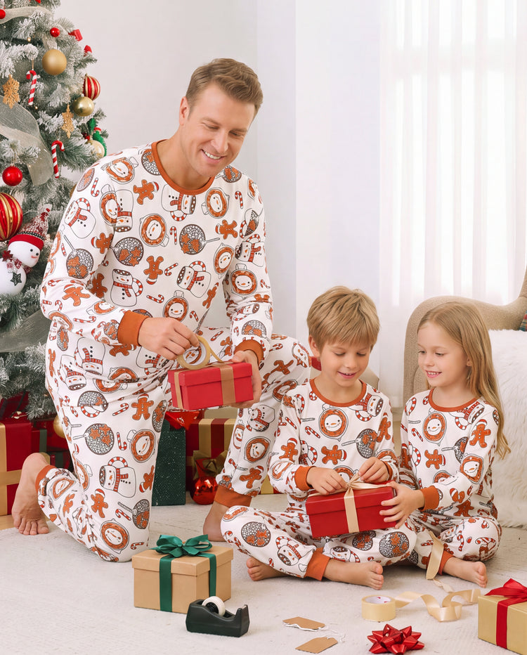 PatPat Matching Family Christmas Pajamas Mug & Snowman Print Khaki