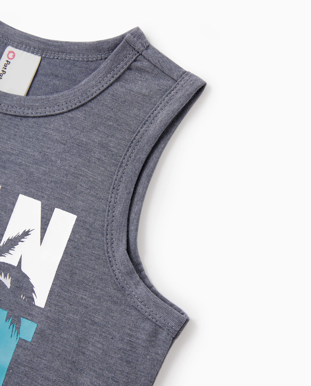 Daddy & Tochter Ärmelloses Tanktop mit Buchstabenprint oder Tankkleid-Set Grau