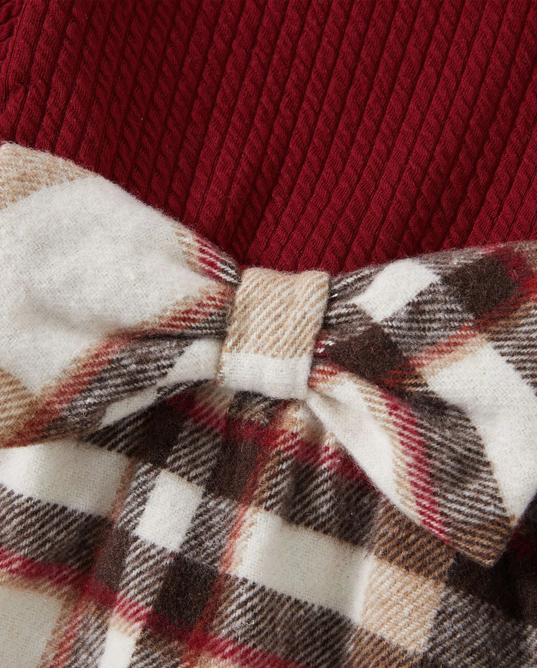 Passende, solide, gerippte, gespleißte, karierte Kleider mit Gürtel und langärmlige Button-up-Hemden-Sets für die Familie kastanienbraun