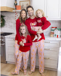 Pijamas navideños a juego para toda la familia, estampado de galleta de jengibre, rojo