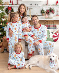 PatPat Family Matching Christmas Pajamas Gingerbread & Milk Print Blue