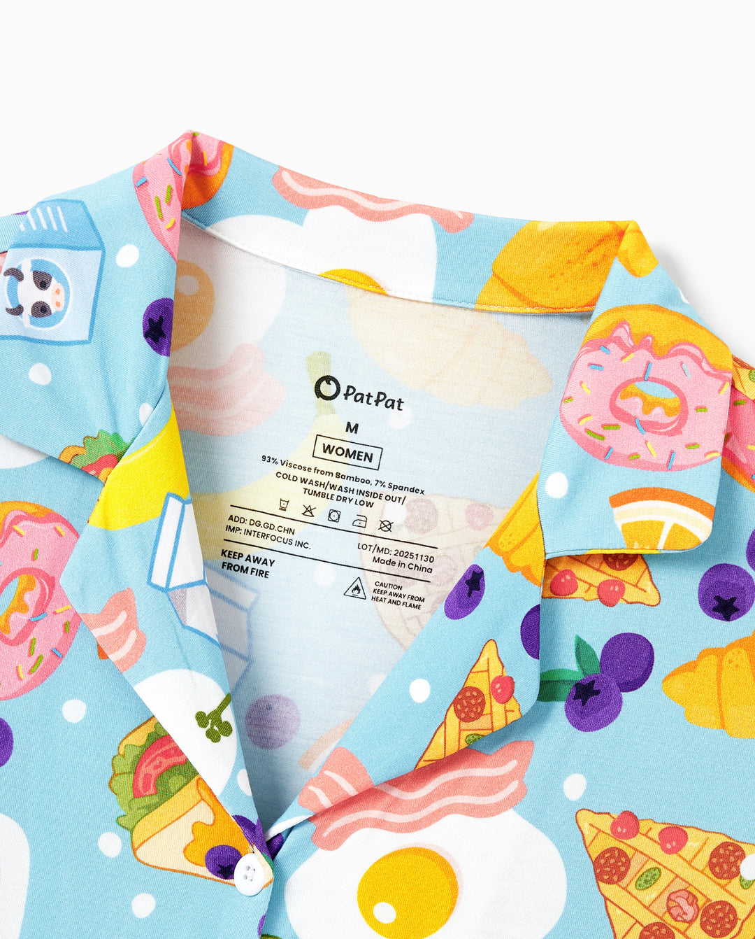 Pyjamas assortis en bambou pour toute la famille Pyjamas doux en viscose de bambou pour hommes, femmes, enfants et tout-petits, pyjama à manches courtes imprimé aliments et fruits amusants Bleu