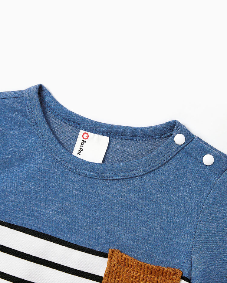 Family Matching Soft Casual Outfit with Below Knee Dresses, Front Buttons, Belted Design Blue