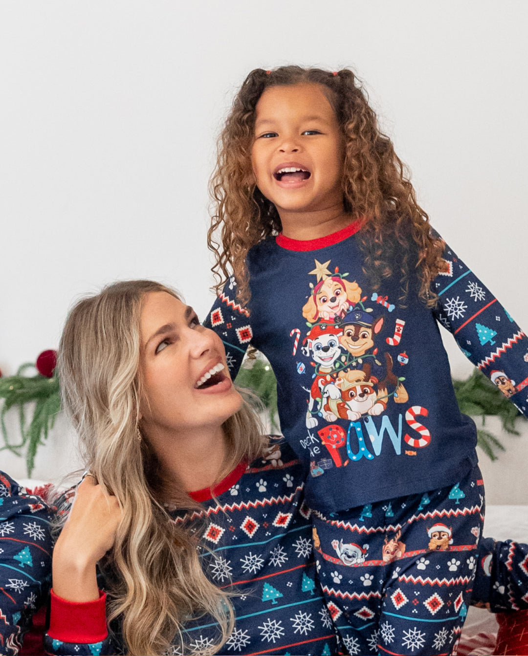 PAW-Patrol-Familien-Weihnachtspyjamas im Partnerlook, Fair Isle, Marineblau