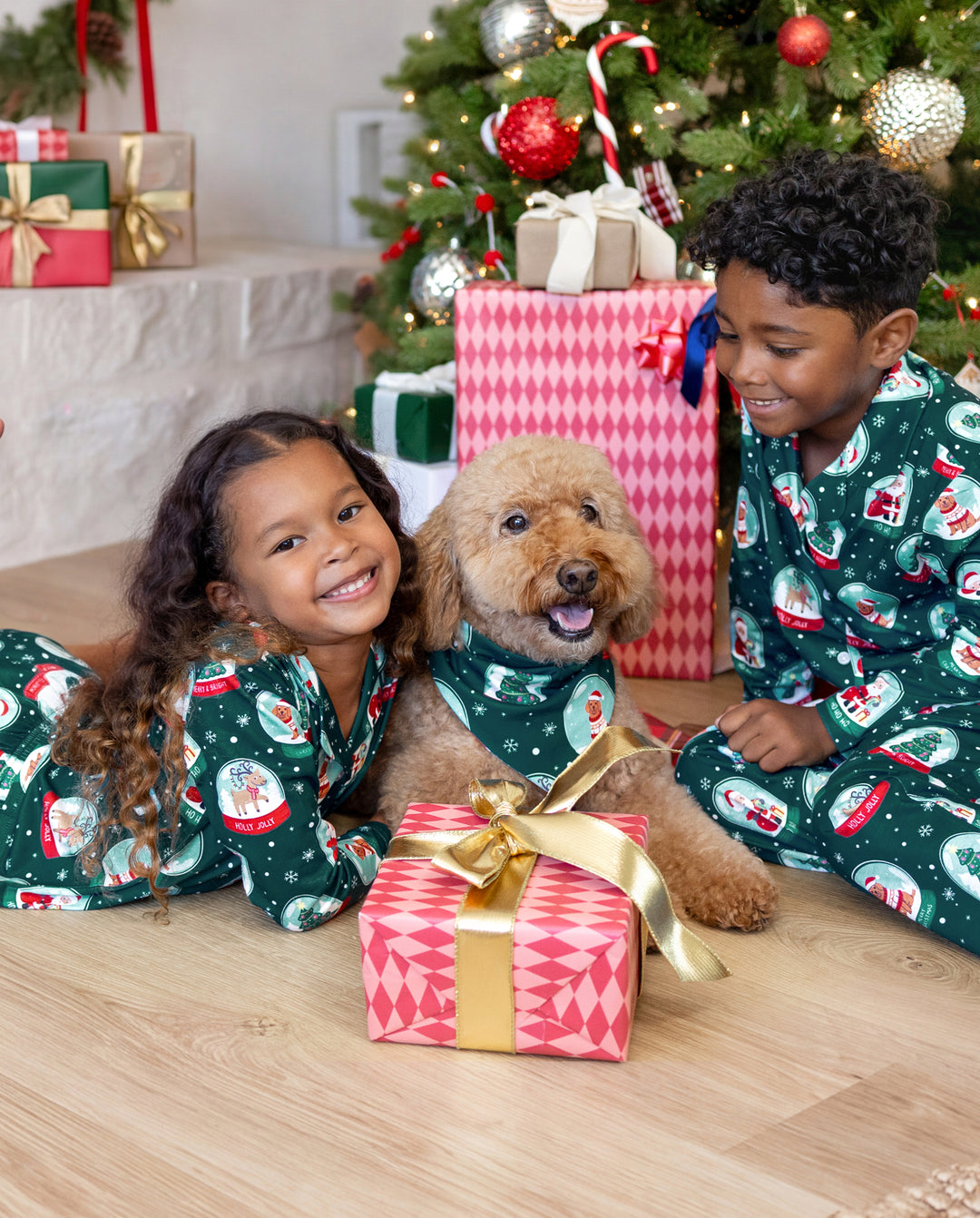 PatPat Matching Family Christmas Pajamas Snow Globe Print Dark Green Plus Size