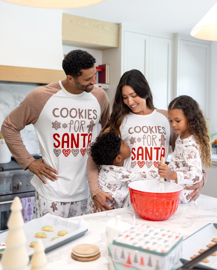 Christmas Matching Family Pajamas Gingerbread Print Brown