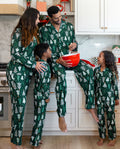 Pijamas navideños a juego para toda la familia, estampado de árbol de Navidad, verde oscuro, talla grande