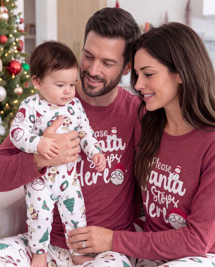 PatPat Family Matching Christmas Pajamas Santa & Christmas Tree Print Red