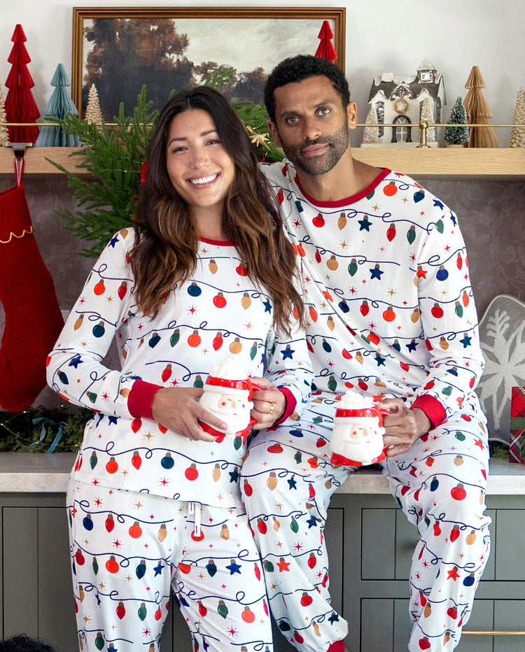 PatPat Family Matching Christmas Pajamas Christmas Lights Print White