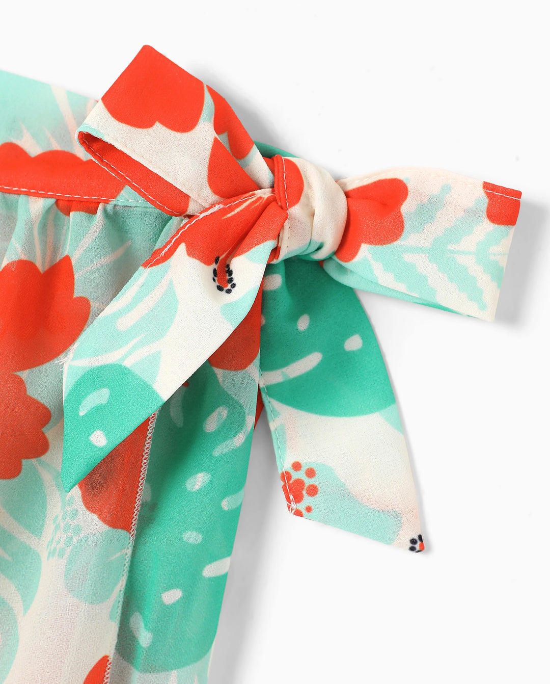 Family Matching Tropical Floral Print Swim Trunk or Ruffle Trim Bikini with Optional Beach Cover-Up Dress Orange