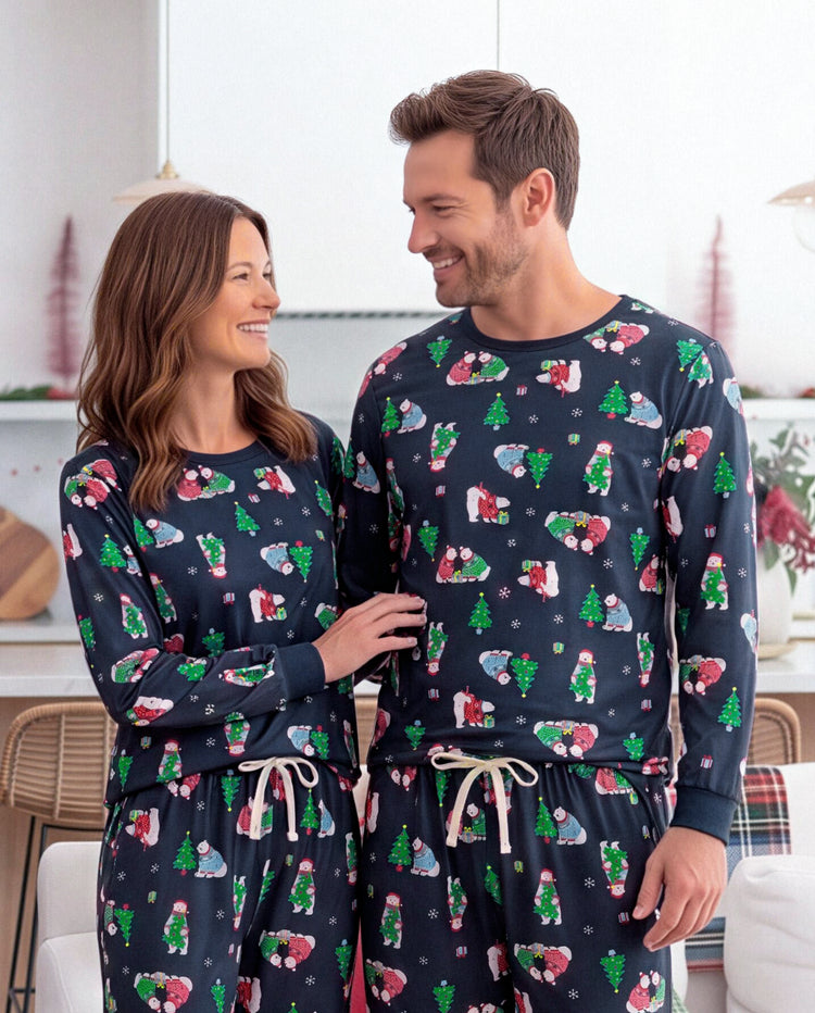 Christmas Matching Family Pajamas Polar Bear & Xmas Tree Print