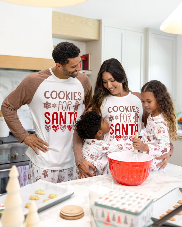 Pyjamas de Noël assortis pour toute la famille, imprimé pain d’épice, marron
