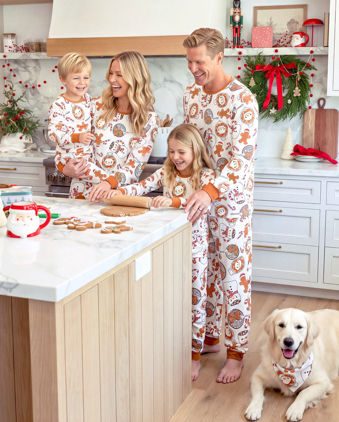 Christmas Matching Family Pajamas Mug & Snowman Print Khaki
