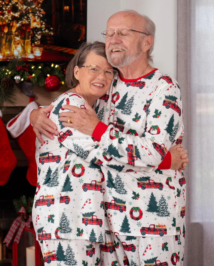 Christmas Family Matching Allover Xmas Tree & Car Print Long-sleeve Pajamas Sets with Christmas Socks Multi-color