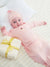 Bamboo infant sleeping gown with matching hat, pink.